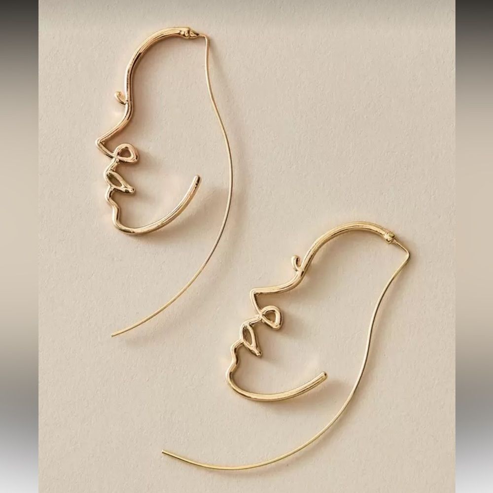 Gold Face Hoop Earrings A1646